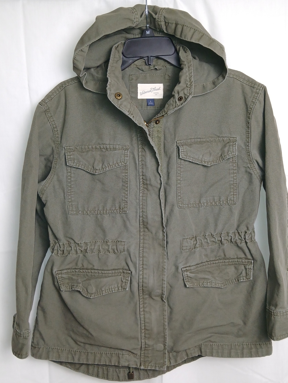Universal Thread Olive Green Hooded Utility Jacket for Women - Small‎